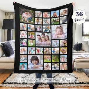Cobertor De Velo Nome da Família de Colagem de Fotos ou Título Pret