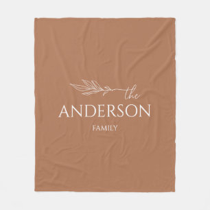Cobertor De Velo Nome da Família Floral Terracotta Moderna