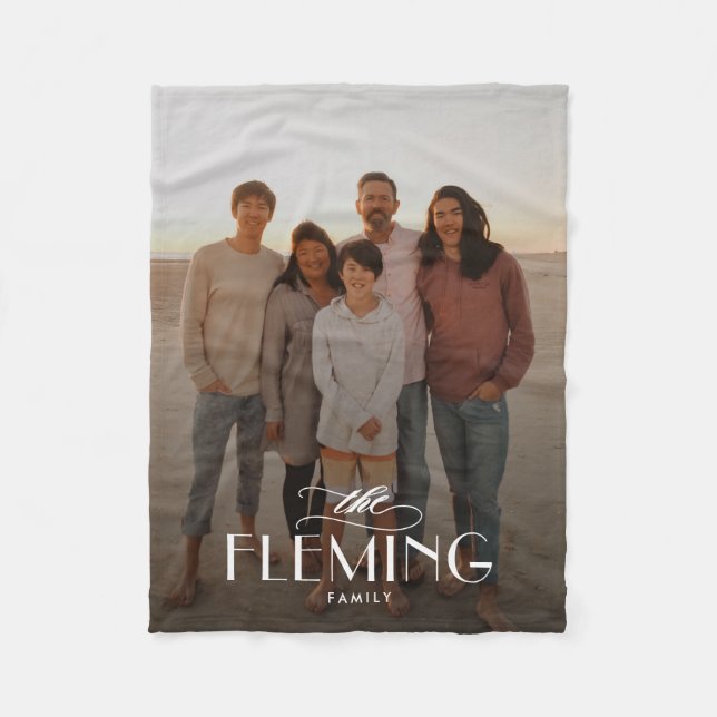 Cobertor De Velo Nome da família Foto personalizada Retrato em aber (Frente)