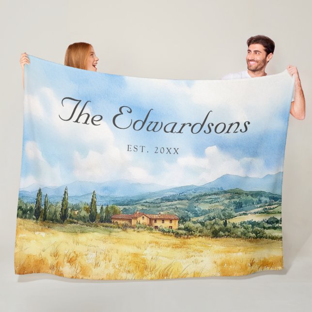 Cobertor De Velo Nome da Família Mediterrâneo Toscano Aquarela (In Situ)