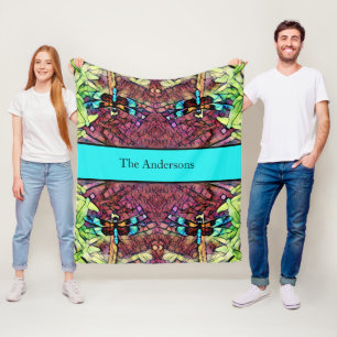 Cobertor De Velo Nome da Família Negra Azul Azul Azul Aqua