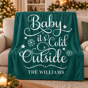 Cobertor De Velo Nome da Família Teal Baby É Frio Lá Fora