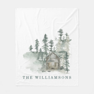 Cobertor De Velo Nome da Família Verde da Floresta de Aquarela da C