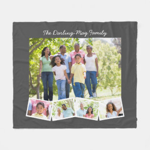 Cobertor De Velo Nome da tira & de família da foto do ziguezague de