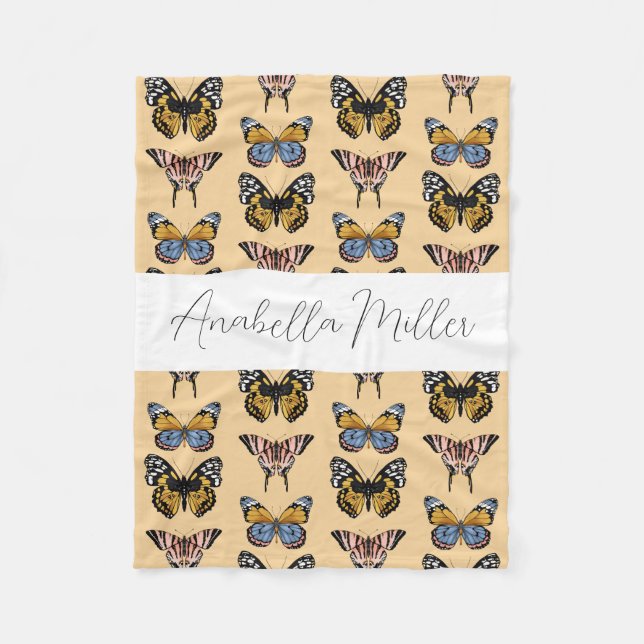 Cobertor De Velo Nome das Crianças do Padrão de Borboleta Laranja M (Frente)