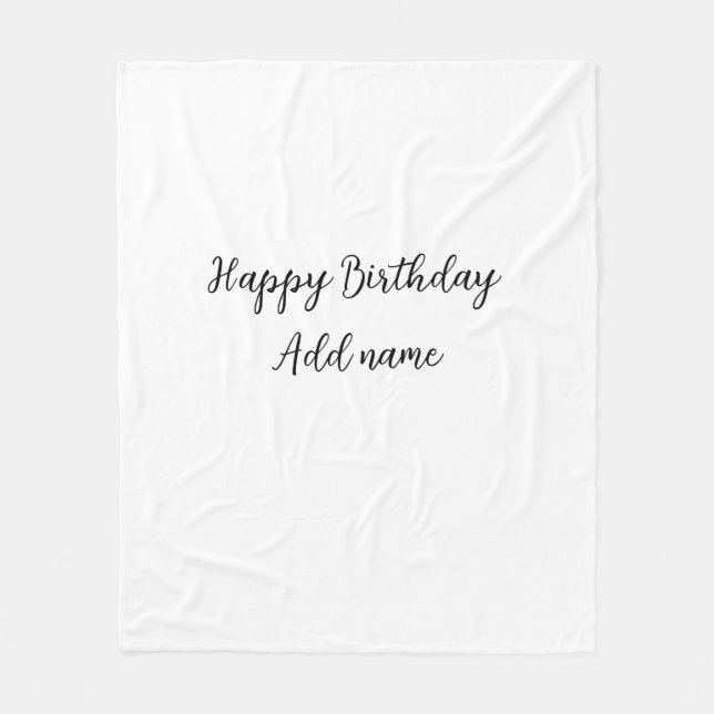 Cobertor De Velo Nome de adição de aniversário de feliz título míni (Frente)