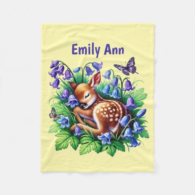 Cobertor De Velo Nome de adição de veado bebê bonito (Frente)