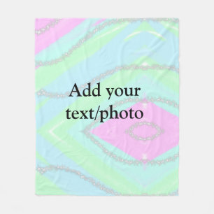Cobertor De Velo Nome de adição do pastel cintilante verde-rosa azu