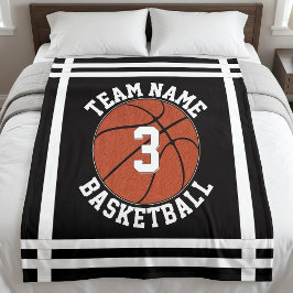 Cobertor De Velo Nome de Equipe de Basquete Personalizado e Número 