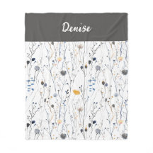 Nome de Flor Silvestre Aquarela Azul Cinza