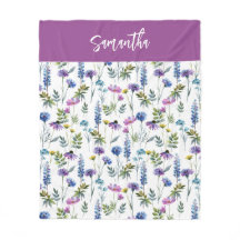 Nome de Flor Silvestre Aquarela Roxo Azul