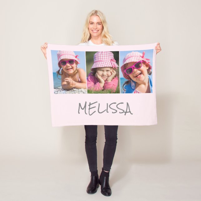 Cobertor De Velo Nome de Foto Rosa 3 Moderno (In Situ)