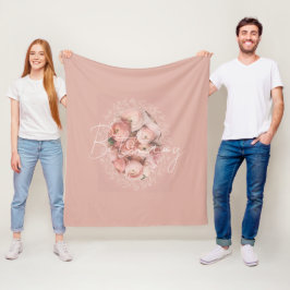 Cobertor De Velo Nome de Monograma Personalizado Floral Rosa Vintag