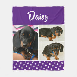 Cobertor De Velo Nome de Pet Dog de Colagem de Fotografias Personal