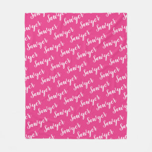 Cobertor De Velo Nome de repetição personalizado de caligrafia rosa