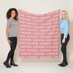 Cobertor De Velo Nome de Repetição Personalizado Simples Dusty Pink