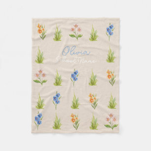 Cobertor De Velo Nome de Script Floral de Flor de Flor Personalizad
