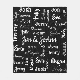 Cobertor De Velo Nome do casal com nomes de filhos e netos