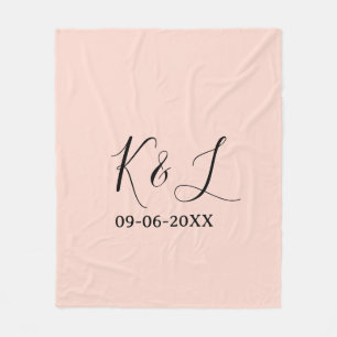 Cobertor De Velo nome do casal de casamento letra data fundo pastel