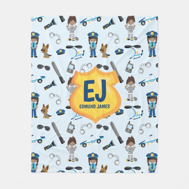 Cobertor De Velo Nome do Crachá da Polícia de Menina Personalizada (Frente)