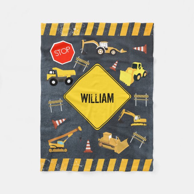 Cobertor De Velo Nome do Garoto da Máquina Pesada dos Caminhões de  (Frente)