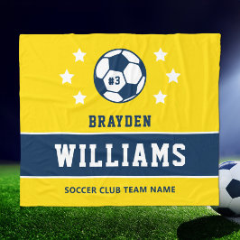 Cobertor De Velo Nome do jogador de futebol amarelo e Marinho perso