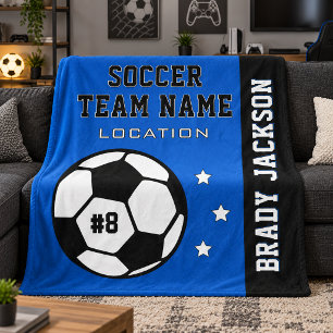 Cobertor De Velo Nome do Jogador do Time de Futebol Royal Blue