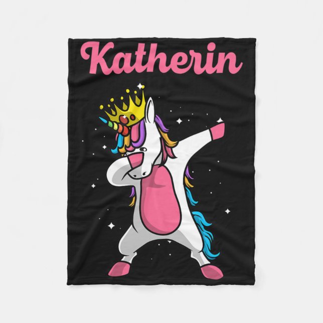 Cobertor De Velo Nome do Katherin Personalizado Birthday Dabbing Un (Frente)