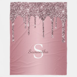 Cobertor De Velo Nome do Monograma do Sparkle Drives Rosa Dourado d