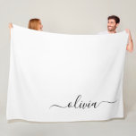 Cobertor De Velo Nome do Monograma Girly de Script Moderno Branco N<br><div class="desc">Nome do Monograma Simples de Script Preto e Branco e Folheto Inicial de Folha. Isto faz o doce e perfeito aniversário de 16 anos,  casamento,  chá de panela,  aniversário,  chá de fraldas ou festa de solteira presente para alguém que ama luxo de luxo e estilos quíticos.</div>