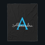 Cobertor De Velo Nome do Monograma Girly de Script Preto Azul<br><div class="desc">Monograma de Script Faux Azul e Preto Adicionar Seu Próprio Nome Folheto. Isto faz o doce e perfeito aniversário de 16 anos,  casamento,  chá de panela,  aniversário,  chá de fraldas ou festa de solteira presente para alguém que ama luxo de luxo e estilos quíticos.</div>