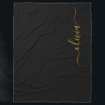 Cobertor De Velo Nome do Monograma Rapariga de Script Moderno Doura<br><div class="desc">Nome do Monograma Simples Preto e Dourado e Folheto Inicial de Folha. Isto faz o doce e perfeito aniversário de 16 anos,  casamento,  chá de panela,  aniversário,  chá de fraldas ou festa de solteira presente para alguém que ama luxo de luxo e estilos quíticos.</div>