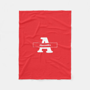 Cobertor De Velo Nome do monograma vermelho simples sofá de cama si