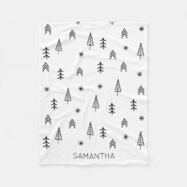 Cobertor De Velo Nome do Padrão da Floresta Negra Negra Minimalista