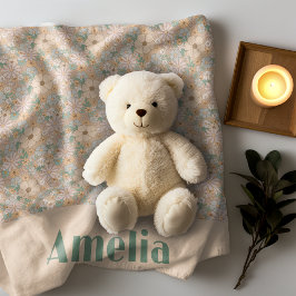 Cobertor De Velo Nome do padrão floral bege pastel