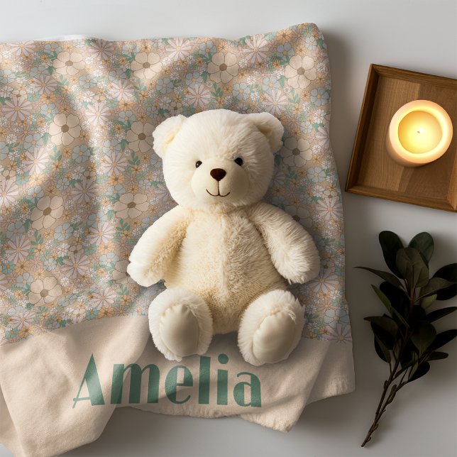 Cobertor De Velo Nome do padrão floral bege pastel (Criador carregado)