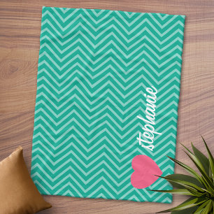 Cobertor De Velo Nome do Script Girly Pink Heart and Trendy Chevron