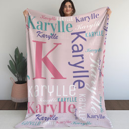 Cobertor De Velo Nome e Monograma Cloud Art Blanket para Meninas