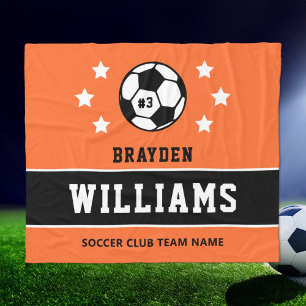 Cobertor De Velo Nome e Número de Futebol Personalizado Laranja