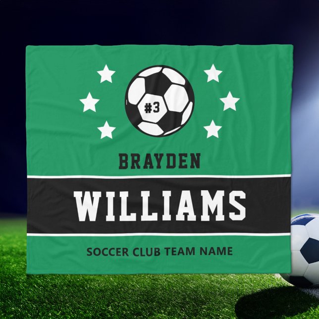 Cobertor De Velo Nome e Número de Futebol Personalizado Verde (Criador carregado)