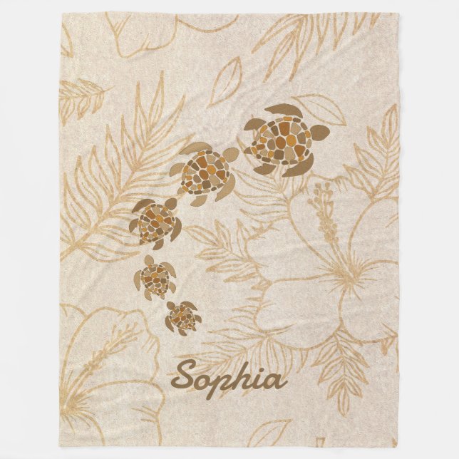 Cobertor De Velo Nome em Aberto Personalizado Tartaruga do Mar Hava (Frente)