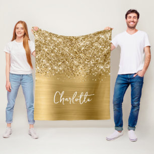 Cobertor De Velo Nome Glam Ouro Brilhante