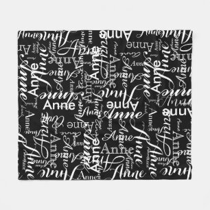 Cobertor De Velo Nome impresso em branco sobre preto
