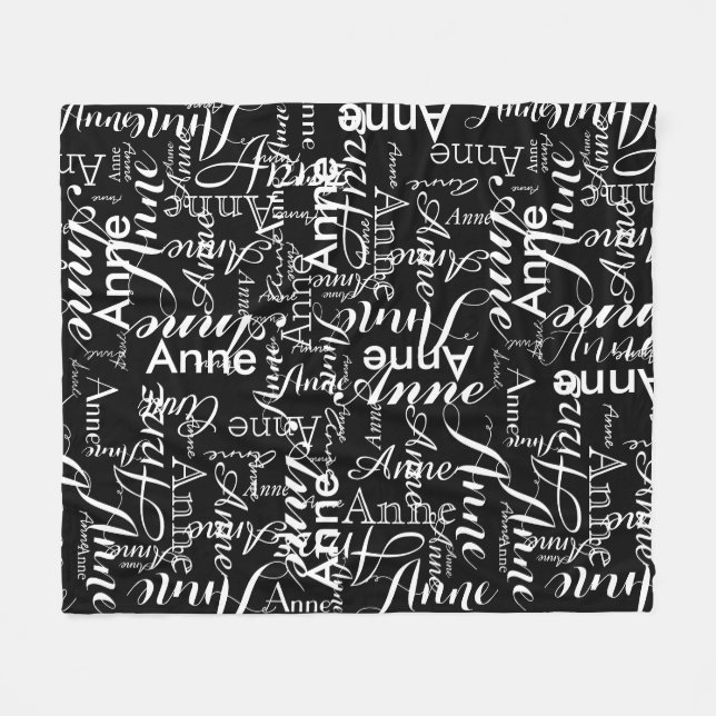 Cobertor De Velo Nome impresso em branco sobre preto (Frente (Horizontal))
