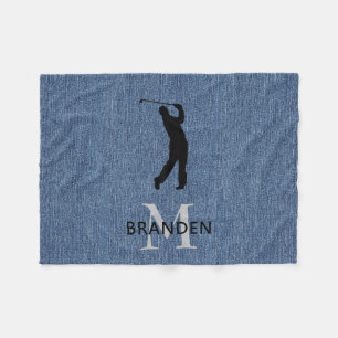 Cobertor De Velo Nome inicial Man Golfer, Blue Denim Impressão