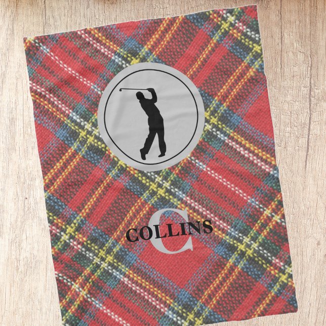 Cobertor De Velo Nome inicial Man Golfer Royal Stewart Tartan Xadre (Criador carregado)