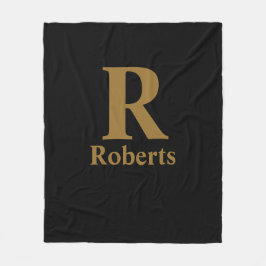 Cobertor De Velo Nome inicial/primeiro/família Dourado em preto