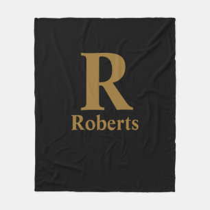 Cobertor De Velo Nome inicial/primeiro/família Dourado em preto