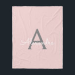 Cobertor De Velo Nome Moderno do Monograma de Script Girassol de Ci<br><div class="desc">Coloque o Monograma do Faux Cor-de-rosa e Cinza para adicionar seu próprio nome Fleece Blanket. Isto faz o doce e perfeito aniversário de 16 anos,  casamento,  chá de panela,  aniversário,  chá de fraldas ou festa de solteira presente para alguém que ama luxo de luxo e estilos quíticos.</div>