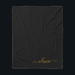 Cobertor De Velo Nome Moderno do Monograma de Script Menino Dourado<br><div class="desc">Monograma de Script Faux Dourado e Preto Adicionar Seu Próprio Nome Fleece Blanket. Isto faz o doce e perfeito aniversário de 16 anos,  casamento,  chá de panela,  aniversário,  chá de fraldas ou festa de solteira presente para alguém que ama luxo de luxo e estilos quíticos.</div>